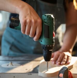 a woman working with drill