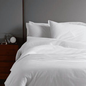 A duvet cover on the bed