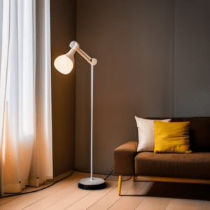 A floor lamp near a sofa