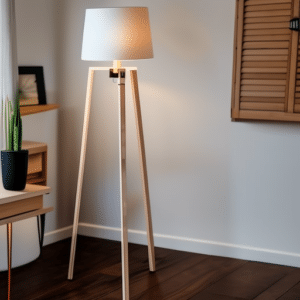 A tripod floor lamp