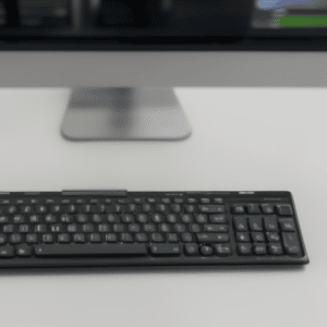 Keyboard on a white desk