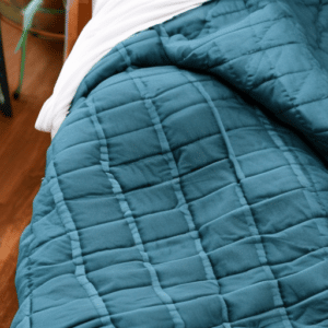 Weighted blanket left in the bedroom