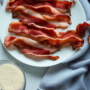 a plate of bacon and mustard