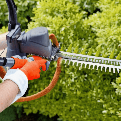 A man is shaping plants using a Hedge trimmer