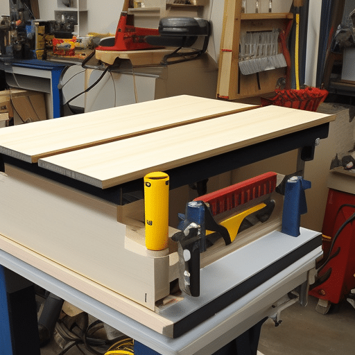 A router table inside a woodwork shop