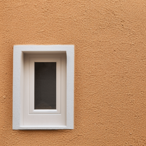 A wall with windows painted with textured Masonry paint