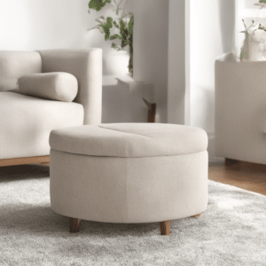 An ottoman used for storing pregnancy pillow
