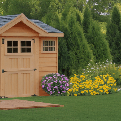 Beautiful wooden shed in the garden