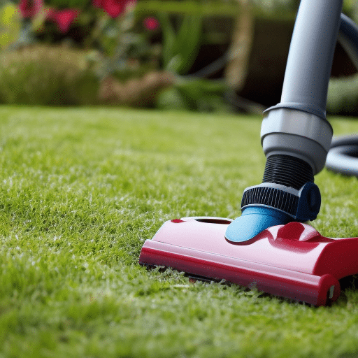 Cleaning the backyard using a garden vacuum