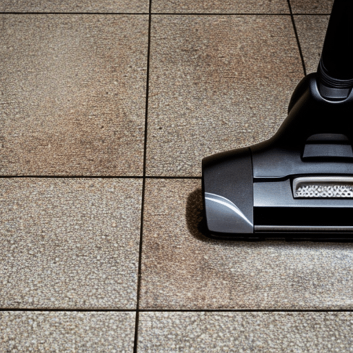 Cleaning the tile floor using a steam cleaner