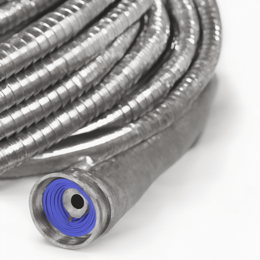Close-up look at a metal garden hose