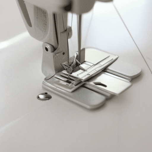 Close up look at a sewing machine presser foot