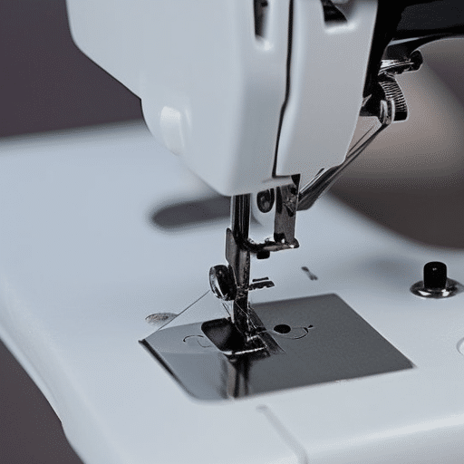 Close up picture of a sewing machine needle