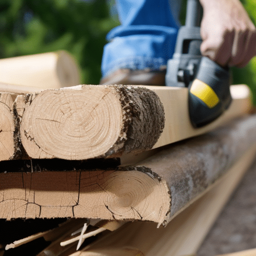 Cutting pieces of lumber