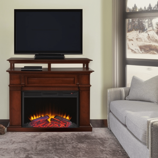 Electric fire installed underneath the TV
