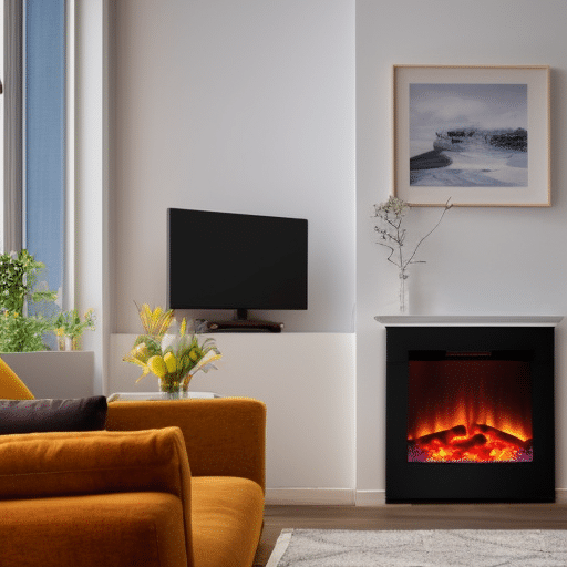 Electric fire near the sofa