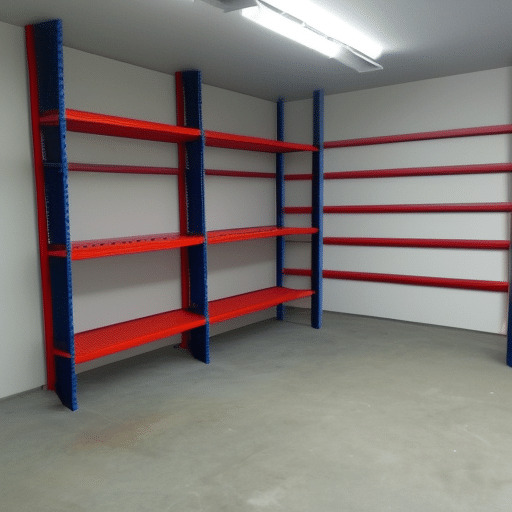 Garage with shelves