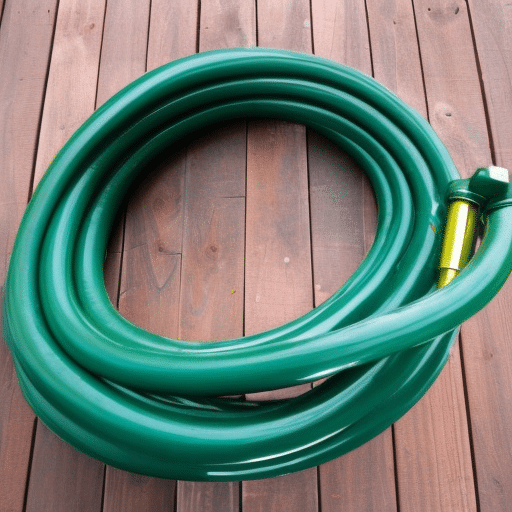 Garden hose in the wooden floor