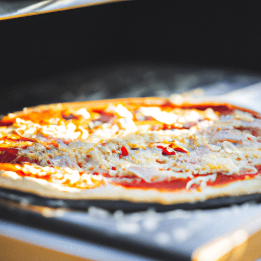 Grilling pizza in charcoal bbq