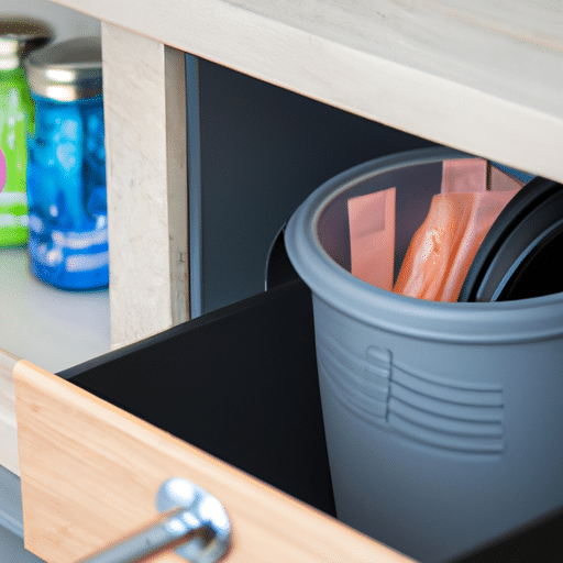 Kitchen bin inside a cabinet