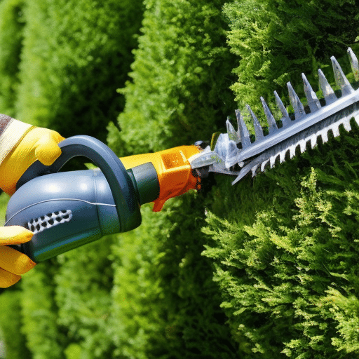 Landscaping with a hedge trimmer