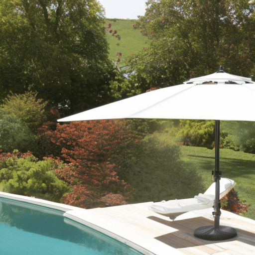 Newly cleaned parasol at the garden