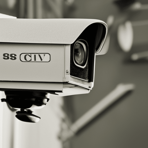 Old and bulky model of CCTV camera