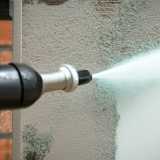 Pressure washing the wall