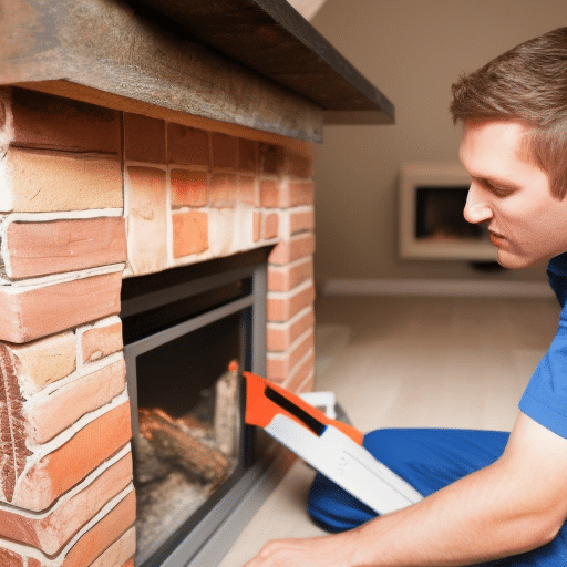 Repairman checking the electric fire