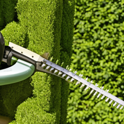 Sharp blades of a hedge trimmer