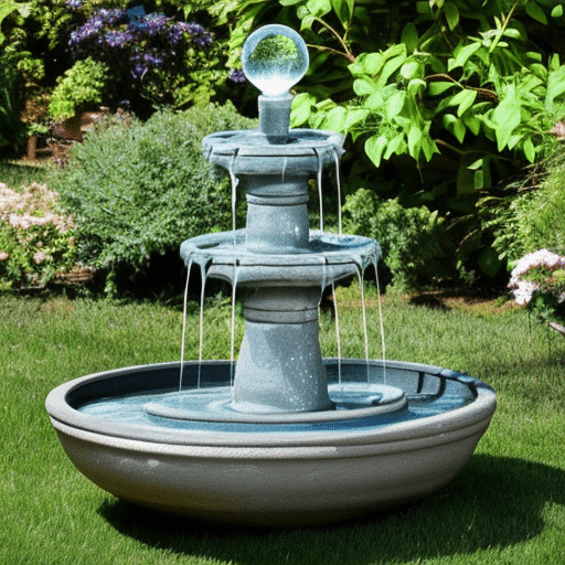 Solar water fountain in the garden