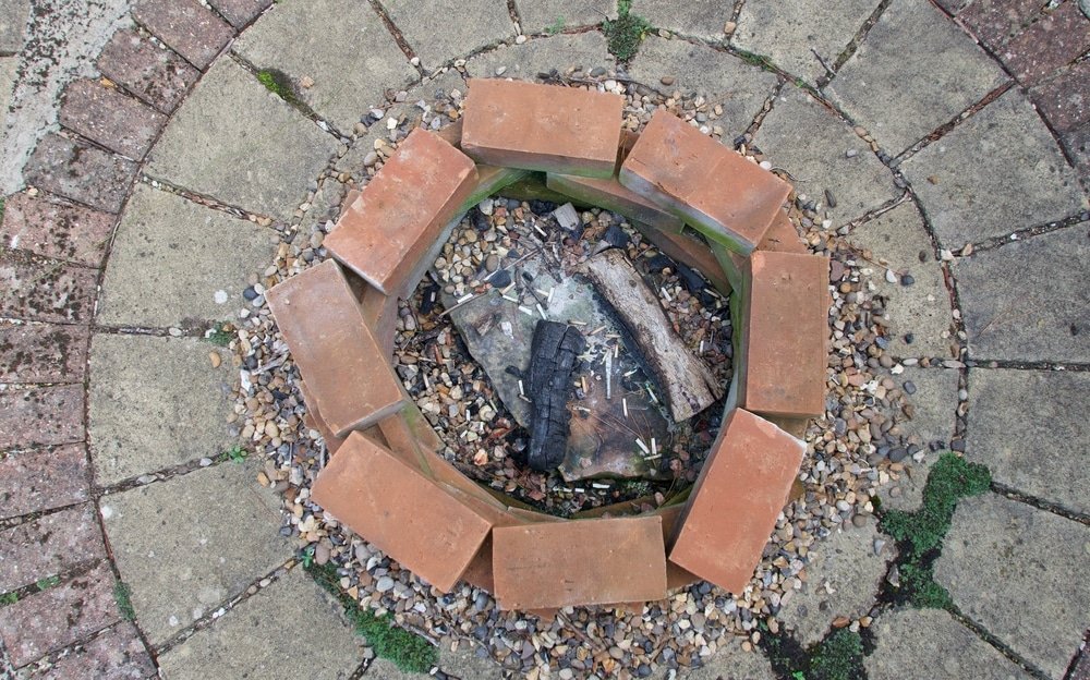 View of home made fireplace from above