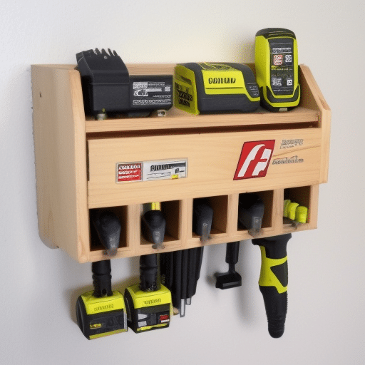 Wall-mounted storage for hand tools and batteries