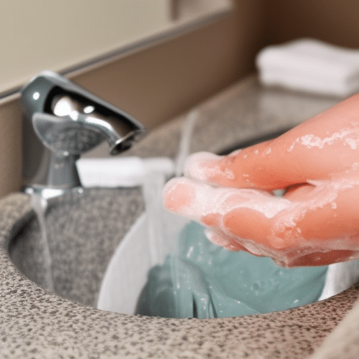 Washing hands with soap and water