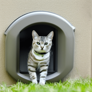 a cat getting from its flap