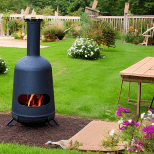 a chiminea in the garden