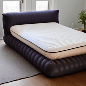 a comfy bedroom with a white airbed