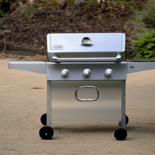 a gas bbq in the yard