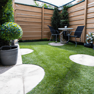a nice garden with fake grass