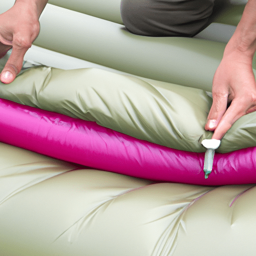 a person adding air to the bed