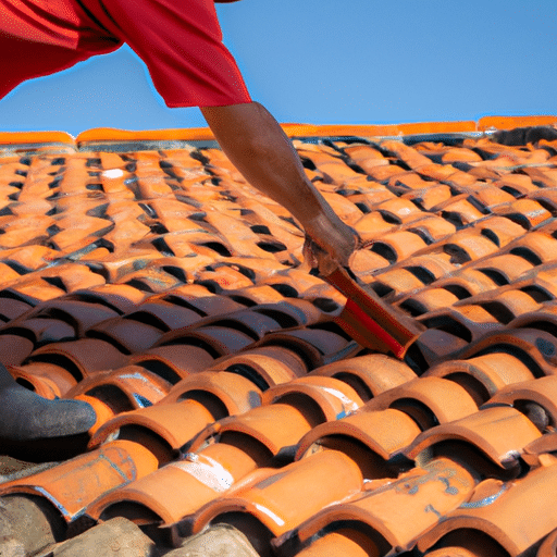 a person brushing the tile