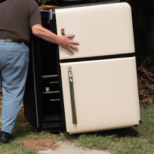 a person giving away an old appliance