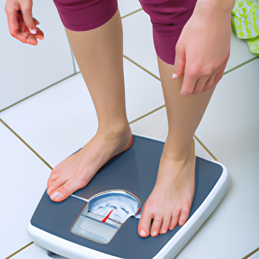 a person standing checking his weight