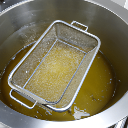 a pot with used liquid for cooking