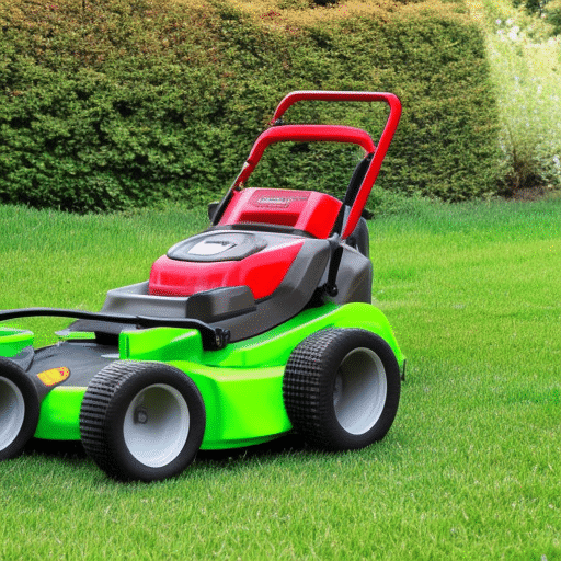 a red and green equipment on the garden