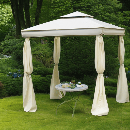 a simple canopy with a rounded table
