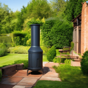a sleek chiminea on the bricks