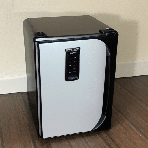 a white and black appliance for storing food and drinks