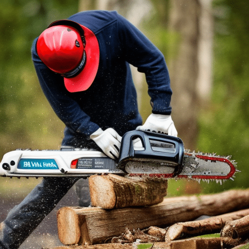 a wood cutting equipment on a tree stomp