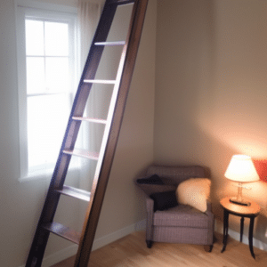 an attic ladder in the livingroom
